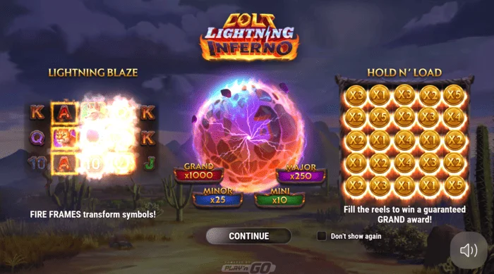 Colt Lightning Inferno Hauptbildschirm